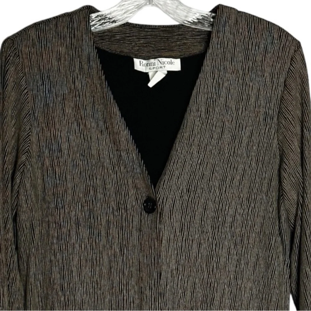 Vintage Ronni Nicole Medium Cardigan Topper‎ One Button Stretch Shoulder Pads